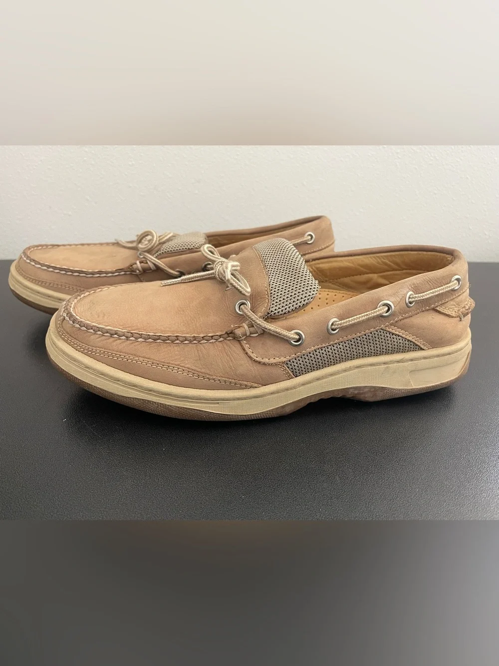 Cabela’s Men's Tan Leather Slip-On Boat Shoes